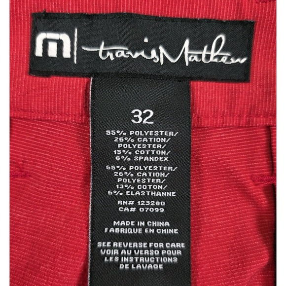 Travis Mathew Red Golf Hiking Shorts Men's Size 32 Casual Flat Front Pockets - Picture 2 of 7